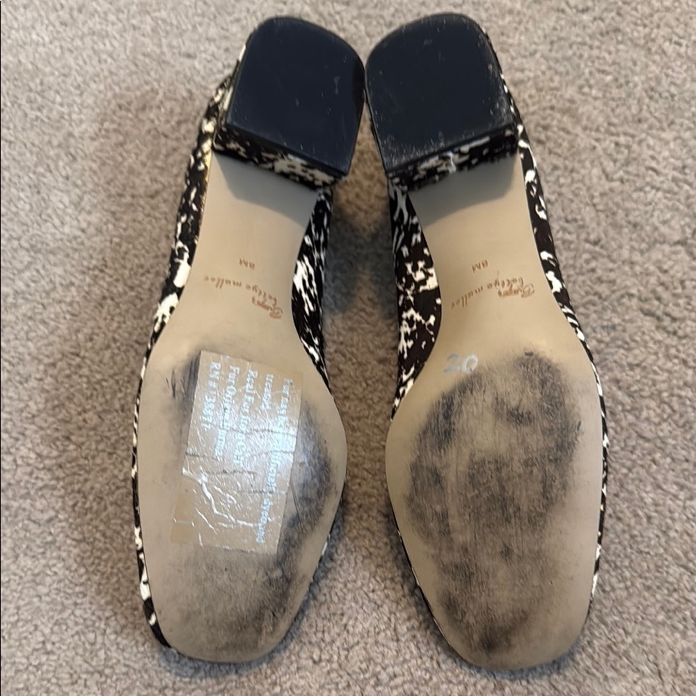 Bettye Muller Black and White Calve Hair Heels with Striking Pattern - Picture 6 of 10